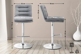Banco de bar Damar em tecido com estrutura cromada 94-116 x 42 x 56 cm Cinzento