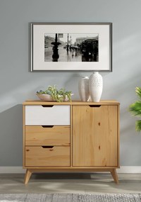 Aparador Borneo pinho natural 96x40x79cm certificado FSC Natural