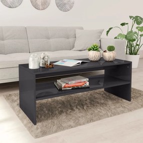 vidaXL Mesa de centro 100x40x40 cm contraplacado cinzento brilhante