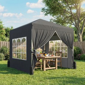 Tenda de jardim 2,5 x 2,5 m, tenda pop-up dobrável com altura ajustável, proteção UV50+, montagem fácil, cinzento escuro