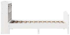 Cama com estante sem colchão 75x190 cm pinho maciço branco