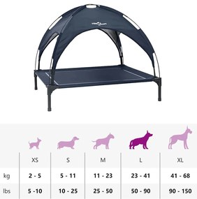 Cama Elevada para Cães com Teto Removível Azul-marinho L Aço