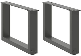 vidaXL Pés para mesa de centro em forma de U, 2 peças, antracite, 50x(30-31) cm, aço