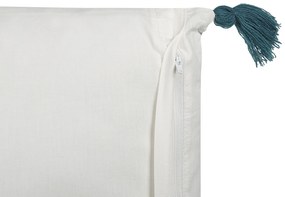 Almofada decorativa com padrão floral em algodão branco e azul 45 x 45 cm RUMEX Beliani