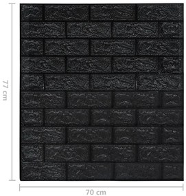 Papel de parede 3D autoadesivo tijolos 40 pcs preto