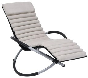 vidaXL Espreguiçadeira de exterior com almofadão aço cor creme