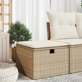 vidaXL Banco de jardim com almofada 55x55x37 cm vime PE bege