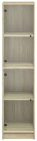 Aparador alto c/ portas de vidro 35x37x142 cm carvalho sonoma