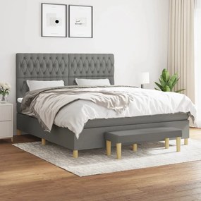 vidaXL Cama com molas/colchão 180x200 cm tecido cinzento-escuro