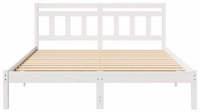 Estrutura da Cama Branco 160 x 200 cm Madeira de pinho maciça