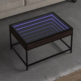 Mesa de centro luzes LED Infinity 70x50x41 cm carvalho castanho