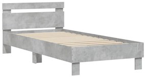 Estrutura de cama c/ cabeceira derivados madeira cinza-cimento
