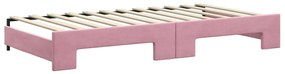 Sofá-cama com gavetão e gavetas 100x200 cm veludo rosa
