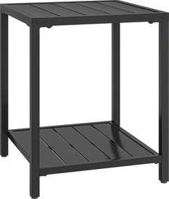 Outsunny Mesa auxiliar 45 x 45 cm à prova de intempéries, mesa de jardim com design em ripas, prateleira, pés ajustáveis, 30 kg de capacidade | Aosom Portugal