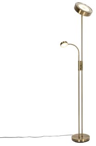 Candeeiro de pé em bronze com LED e dimmer com lâmpada de leitura - Kelso Retro