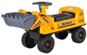 HOMCOM Trator sem Pedais para Crianças de 2-3 Anos com Pá Escavadora Espaço de Armazenamento Oculto Volante e Buzina 70x26x37cm Amarelo