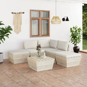 vidaXL 6 pcs conjunto lounge de paletes + almofadões madeira de abeto