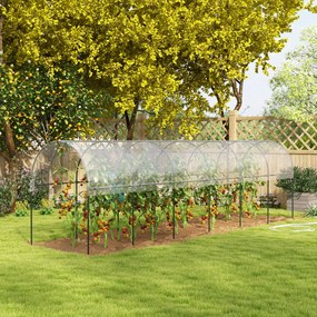 Estufa de jardim para tomates com 7 arcos de aço e cobertura de plástico, 6 x 1,23 x 1,71 m, verde