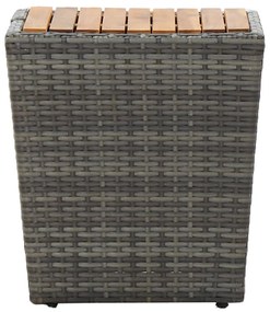 3 pcs conjunto de bistrô vime PE e madeira de acácia cinzento