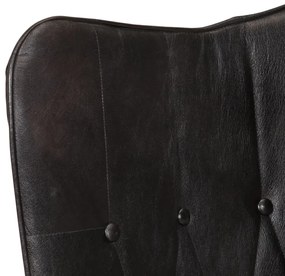 Poltrona de apoio couro genuíno preto