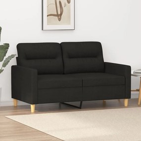 vidaXL Sofá de 2 lugares tecido 120 cm preto