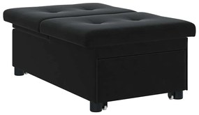 Sofá Cama 3 em 1 Retrátil Veludo Preto