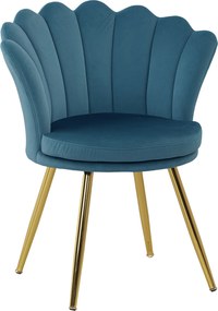 HOMCOM Poltrona para Sala Poltrona para Quarto Concha em Veludo com Pés em Metal Dourado Azul | Aosom Portugal