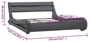 Estrutura de cama c/ LEDs 120x200 cm couro artificial cinzento