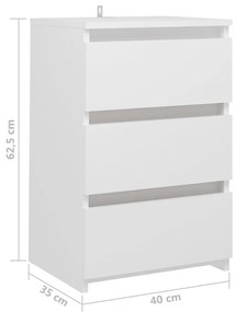 Mesa de cabeceira 40x35x62,5 cm contraplacado branco