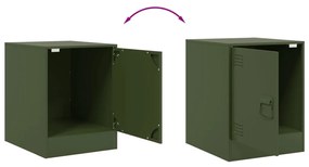 Mesas de cabeceira 2 pcs 34,5x39x44 cm aço verde azeitona