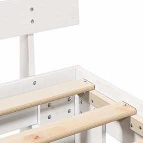 Estrado de Cama com Cabeceira Branco 140x190 cm em Madeira de Pinho