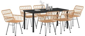 Conjunto de Jantar de Jardim de 7 Peças em Rattan Sintético Marrom