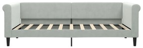 Sofá-cama com gavetão 90x190 cm veludo cinzento-claro