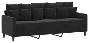 Sofá Cinha de 3 Lugares - Chaise Longue -  Cor Preto - 198 x 77 x 80 c