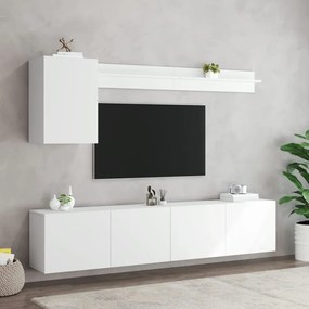 5 pcs móveis de parede p/ TV derivados de madeira branco
