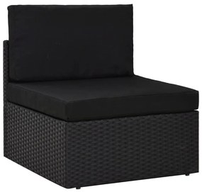 8 pcs conjunto lounge de jardim c/ almofadões vime PE preto