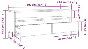 Móvel p/ TV 100x34,5x44,5 cm derivados madeira carvalho fumado