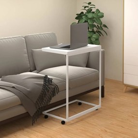 343103 vidaXL Mesa de apoio c/ rodas 55x35x70 cm derivados de madeira branca