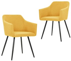 vidaXL Cadeiras de jantar 2 pcs tecido amarelo