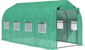 Outsunny Estufa tipo Túnel 4x2x2 m Estufa de Exterior com 8 Janelas de Malha e Porta Estufa de Cultivos para Pátio Jardim Verde | Aosom Portugal