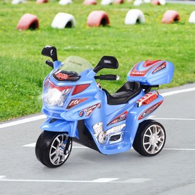 Mota de passeio para crianças Moto elétrica 6 V Brinquedo com 3 Rodas Música embutida Focos para frente e para trás azul