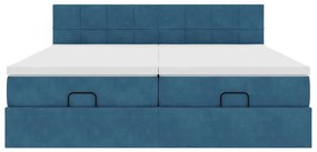 Estrutura de cama otomana com colchão azul escuro Veludo