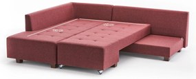 Sofá-Cama de Canto Manama – Vermelho Claret – 280x85x206 cm
