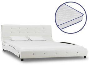 vidaXL Cama + colchão espuma memória 140x200cm couro artificial branco