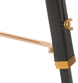 Candeeiro de chão tripé 141 cm teca maciça preto/dourado