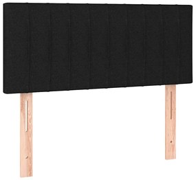 Cama box spring c/ colchão e LED 120x190 cm tecido preto