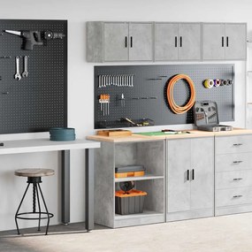 vidaXL Armários de garagem 2 pcs madeira processada cinzento-cimento
