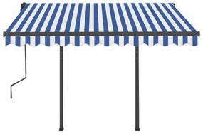 Toldo automático c/ LED e sensor de vento 3x2,5 m azul e branco