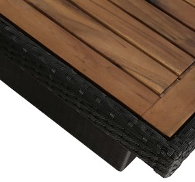 9 pcs conjunto jantar exterior com almofadões vime PE preto