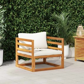 vidaXL Cadeira de jardim com almofadões cor creme acácia maciça